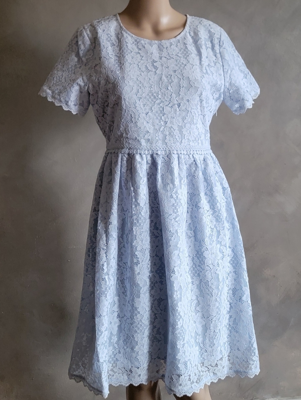 Tea n Rose Baby Blue Lace Fit & Flare Dress Size Small